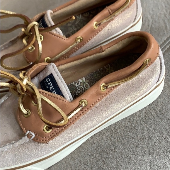 Sperry top siders in gold & brown, leather upper - Picture 4 of 8